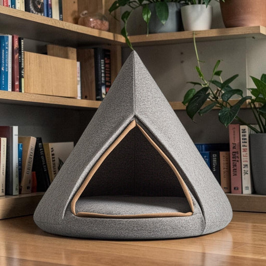 Juper 2-in-1 Foldable Pet House & Bed - Breathable Felt Cave for Cats & Small Dogs - Portable Travel Design - Anti-Slip Bottom - Charcoal Grey